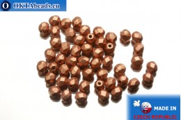 Czech fire polished beads copper matte (K0177JT) 4mm, 50pc FP259