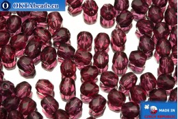 Czech fire polished beads pink (70350) 4mm, 50pc FP120