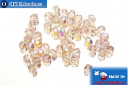 Czech fire polished beads pink AB (X70100) 4mm, 50pc