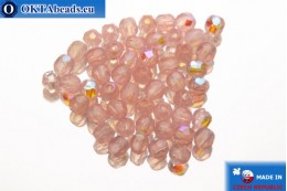 Czech fire polished beads pink AB (X71010) 2mm, 50pc