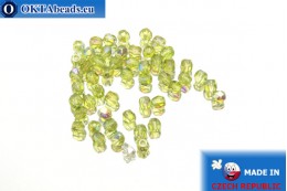Czech fire polished beads chartreuse AB (X50230) 3mm, 50pc