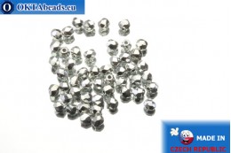 Czech fire polished beads silver (27000CR) 3mm, 50pc FP164