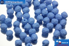 Czech fire polished beads blue matte (02010/29568) 4mm, 50pc