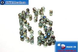 Czech fire polished beads blue AB (BR60010) 3mm, 50pc FP238