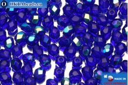 Чешские граненые бусины синие радужные (X30080) 4мм, 50шт