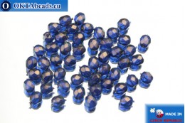 Czech fire polished beads blue gold luster (69264CR) 4mm, 50pc