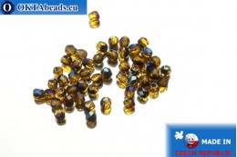 Czech fire polished beads topaz AB (BR10100) 3mm, 50pc FP195
