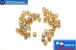 Czech fire polished beads topaz AB (X10230) 3mm, 50pc FP214