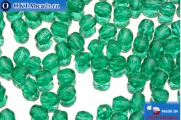 Czech fire polished beads green (50720) 4mm, 50pc