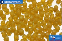Czech fire polished beads yellow alabaster (11000) 3mm, 50pc