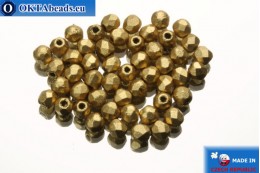 Czech fire polished beads gold matte (K0171) 2mm, 50pc FP347