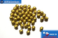 Czech fire polished beads gold matte (K0172JT) 4mm, 50pc