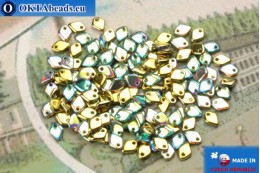 Dragon Scale Bead gold green vitrail (00030/98536) 1,5x5mm, 5gr MK0411