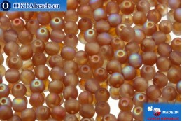 Czech round druck beadsbrown AB matte (00030/84100/98535) 3x3mm, 10g MK0048