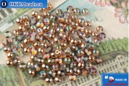 Round czech beads crystal copper vitrail (00030-98533) 4mm, 10g MK0543