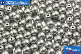 Český kulaté korálky stříbro matný (00030/01700) 4mm, 10g MK0001