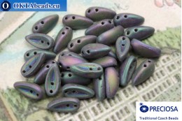 2-hole Preciosa Chilli Beads lilac iris matte (23980/45702) 4x11mm, 30pc