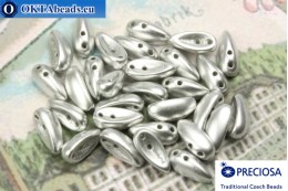 2-hole Preciosa Chilli Beads silver matte (02010/15435) 4x11mm, 30pc