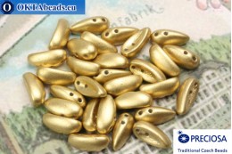 2-hole Preciosa Chilli Beads gold matte (02010/15495) 4x11mm, 30pc MK0321