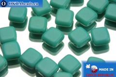 TILE Czech 2-hole beads turquoise 6mm, 25pc