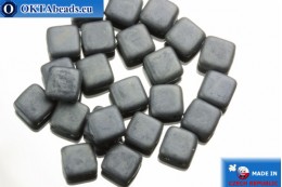 TILE Czech 2-hole beads grey matte (ML23980) 6mm25pc
