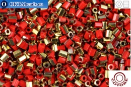 COTOBE Beads dvoukrátky Brick-red and Gold (05070) 11/0, 10g CJC-11-05070