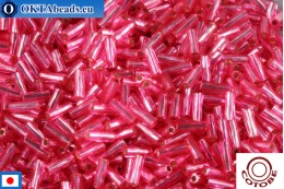 COTOBE Beads Twisted bugle Cerise pink Silver Line (10461) 6mm, 10g cjT-06-10461