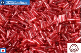 COTOBE Beads Twisted bugle Persian red Silver Line (10471) 6mm, 10g