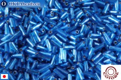 COTOBE Beads Twisted bugle Mid Blue Silver Line (10521) 6mm, 10g