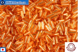 COTOBE Beads Twisted bugle Deep Orange Silver Line (10611) 6mm, 10g cjT-06-10611