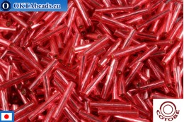 COTOBE Beads Twisted bugle Persian red Silver Line (10471) 12mm, 10g