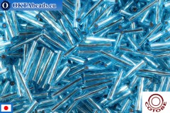 COTOBE Beads Twisted bugle Celestial Blue Silver Line (10511) 12mm, 10g