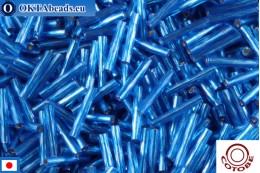 COTOBE Beads Twisted bugle Mid Blue Silver Line (10521) 12mm, 10g cjT-12-10521