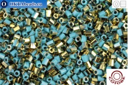 COTOBE Beads dvoukrátky Turquoise and Gold (05110) 11/0, 10g CJC-11-05110