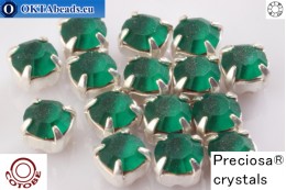 Sew on Preciosa chaton in set + COTOBE coating MAT Emerald - Silver ss16, 15pc