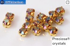 Sew on Preciosa chaton Maxima in set Crystal Celsian - Gold ss19, 15pc