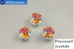 Sew on Preciosa chaton Maxima in set Crystal Lava - Silver ss34/7,25mm, 1pc