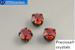 Sew on Preciosa chaton Maxima in set Crystal Red Flame - Black ss34/7,25mm, 1pc