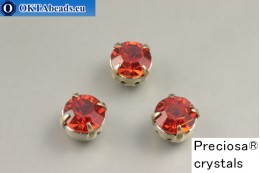 Sew on Preciosa chaton Maxima in set Crystal Red Flame - Platina ss34/7,25mm, 1pc