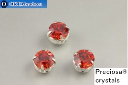 Sew on Preciosa chaton Maxima in set Crystal Red Flame - Silver ss34/7,25mm, 1pc