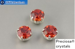Sew on Preciosa chaton Maxima in set Crystal Red Flame - Silver ss39/8,4mm, 1pc