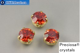 Sew on Preciosa chaton Maxima in set Crystal Red Flame - Gold ss39/8,4mm, 1pc