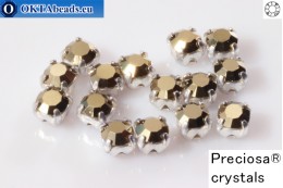 Пришивные шатоны Прециоза Максима в цапах Crystal Starlight Gold - Серебро ss12, 15шт