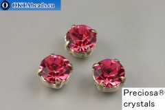 Sew on Preciosa chaton Maxima in set Indian Pink - Platina ss39/8,4mm, 1pc
