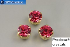 Sew on Preciosa chaton Maxima in set Indian Pink - Gold ss39/8,4mm, 1pc