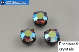 Sew on Preciosa chaton Maxima in set Smoked Topaz AB - Black ss39/8,4mm, 1pc