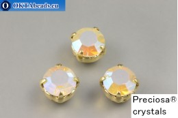 Sew on Preciosa chaton Maxima in set White Opal AB - Gold ss39/8,4mm, 1pc