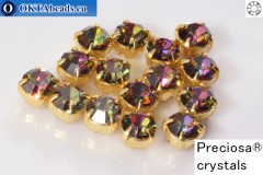 Sew on Preciosa chaton Optima in set Vitrail Medium - Gold ss16, 15pc