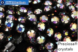Štrasový řetízek Preciosa Maxima Crystal AB - Black ss16/4mm, 10cm PR_rtz_038