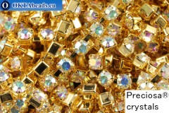 Strass chain Preciosa Maxima Crystal AB - Gold 24kt ss12/3,2mm, 10cm